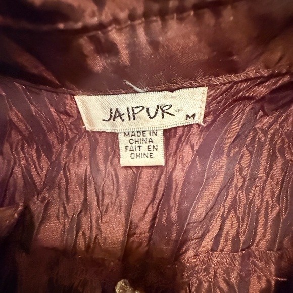 Jaipur Brown Sleeveless Ruched Blouse W/ Rhinestone Buttons Size Medium - Picture 4 of 9